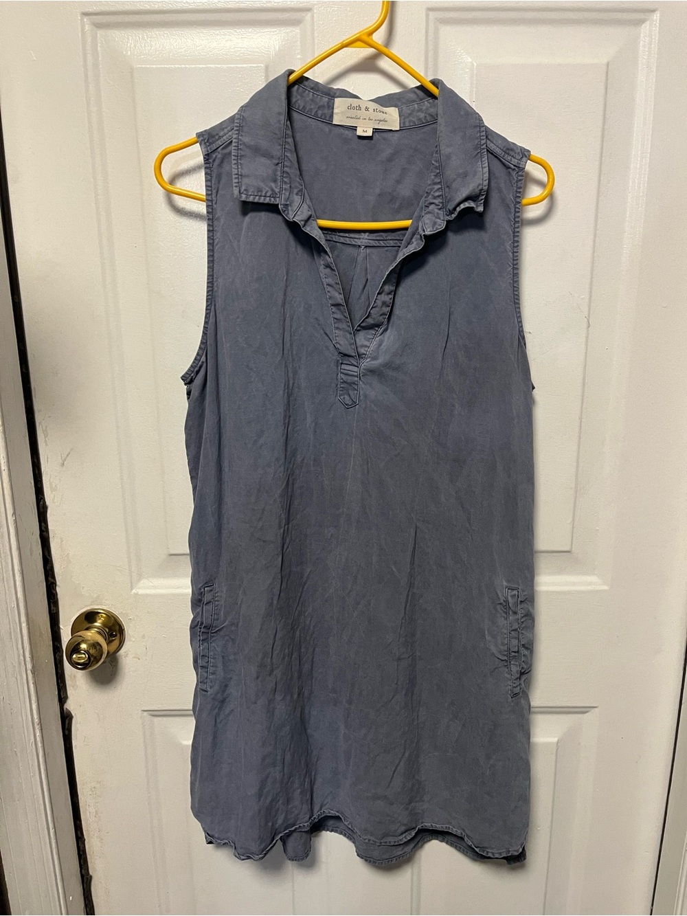 cloth & stone Light Washed Blue Collared Tunic dress